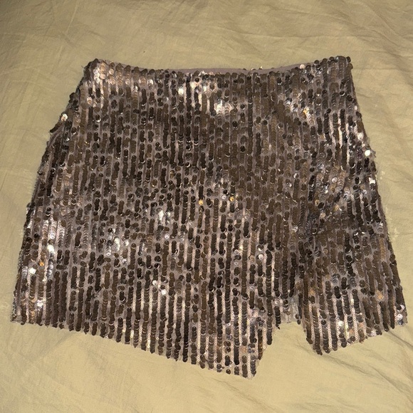 Free People Silver Sequin Mini Skirt - Picture 1 of 3